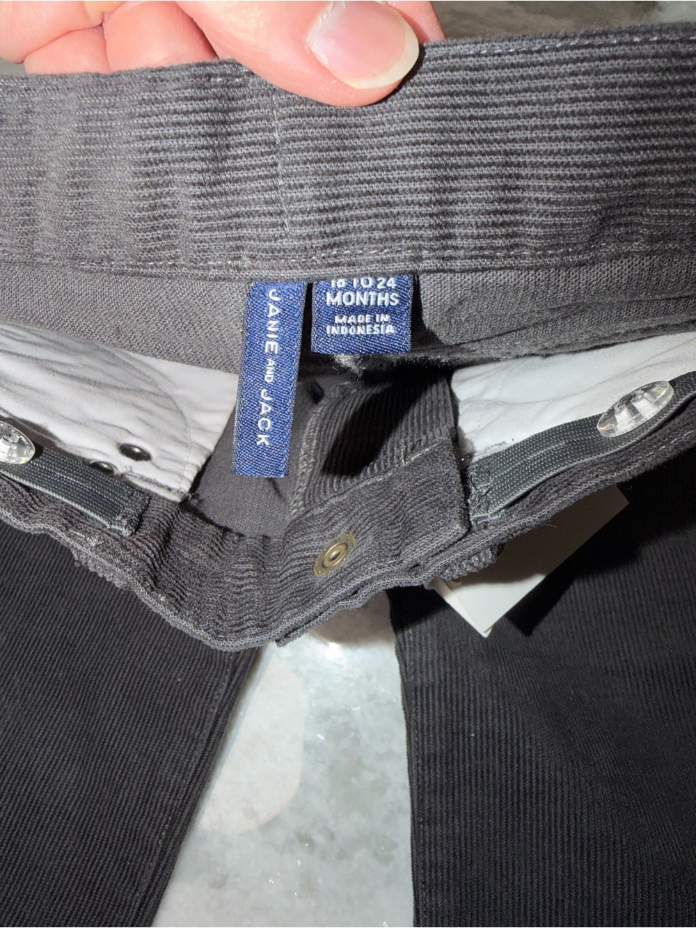 Janie and Jack Charcoal Corduroy Kids Pants - Picture 4 of 4
